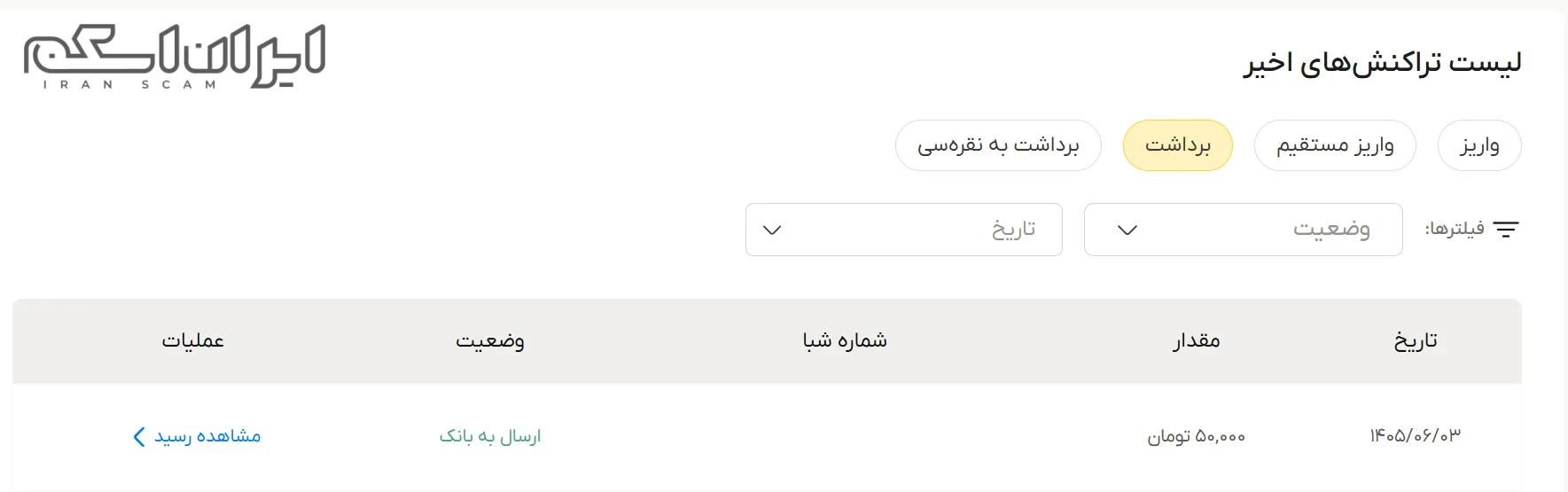 واریز و برداشت در طلاسی 