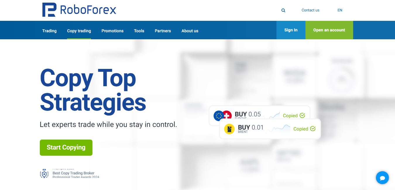 roboforex - کپی تریدینگ - بروکر روبو فارکس