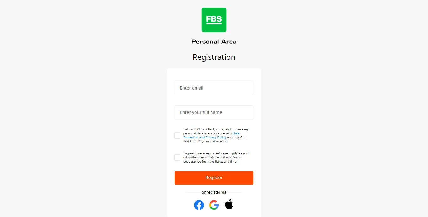 FBS - ثبت نام - بروکر اف بی اس